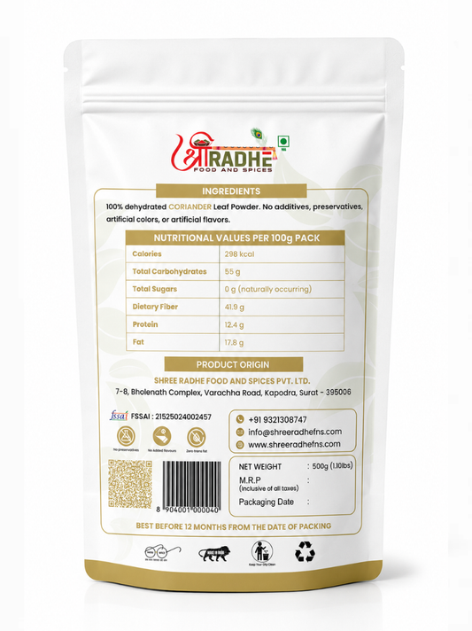 100% Natural & Dehydrated Coriander Powder