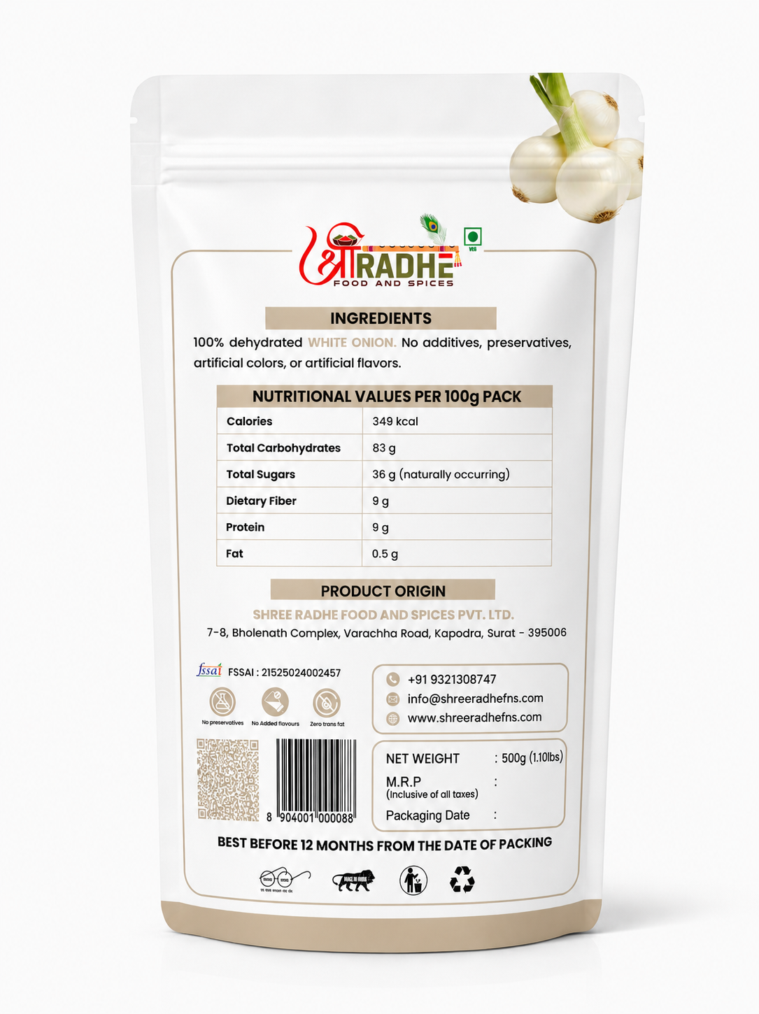Seasoning Sun-Dried White Onion Powder